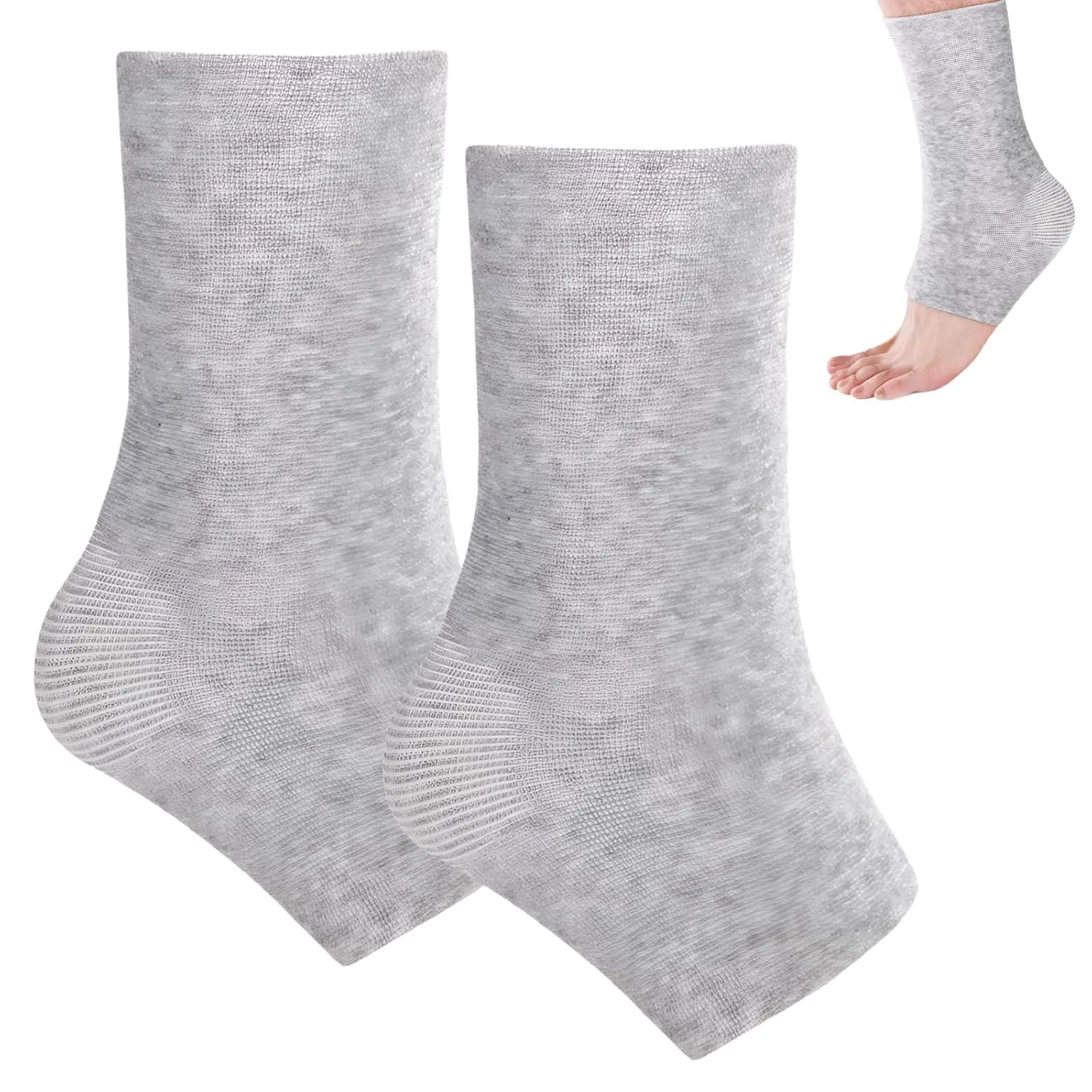 1 pair Bamboos Anti Fatigue Socks,Compression Bamboo Foot Sleeves,Soft Compression Bamboo Socks,for Arch Support,Swelling of Feet and Ankles (Gray)