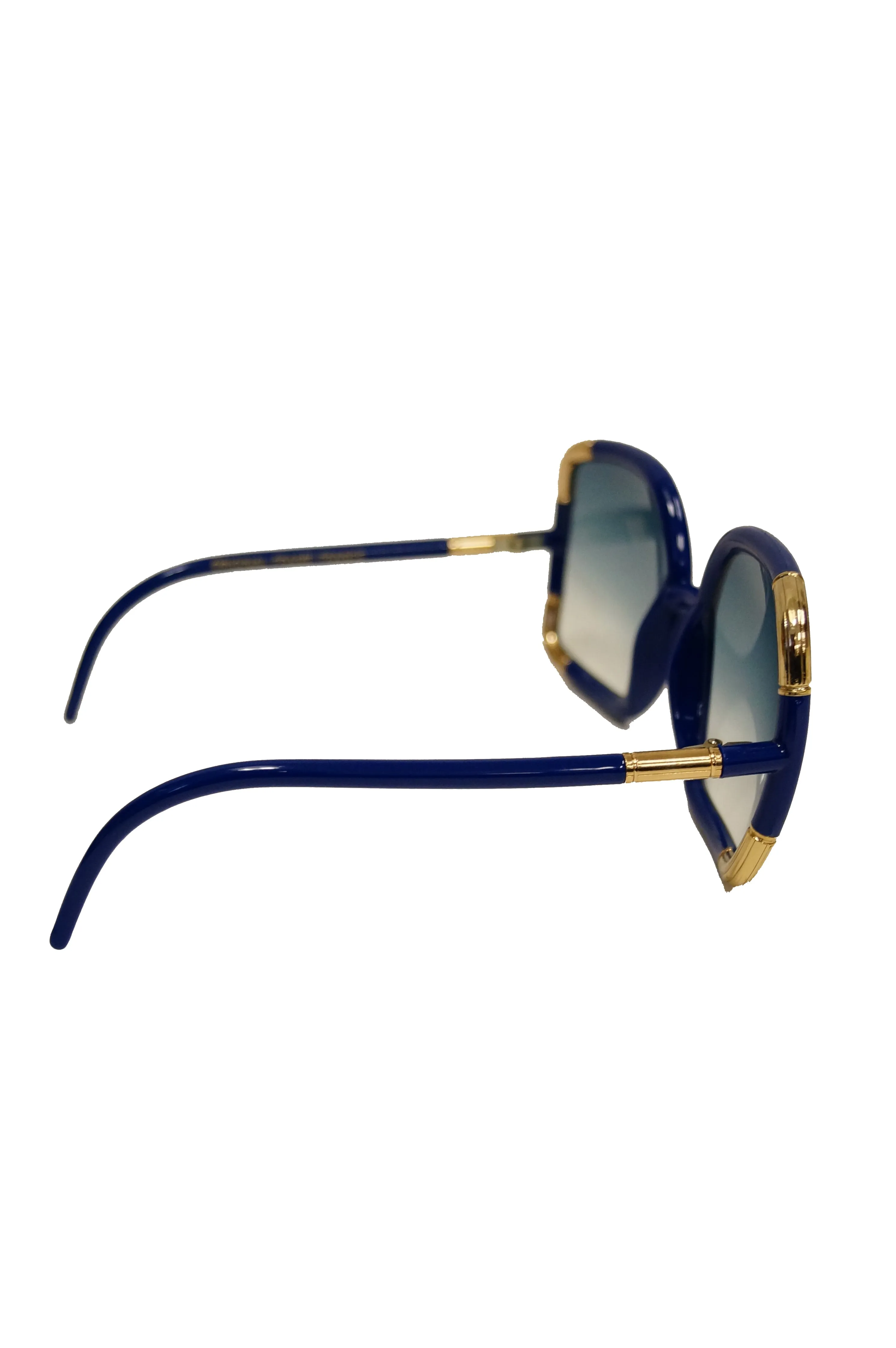 1970s Ted Lapidus Sunglasses Framed in Rare Royal Blue and Gold
