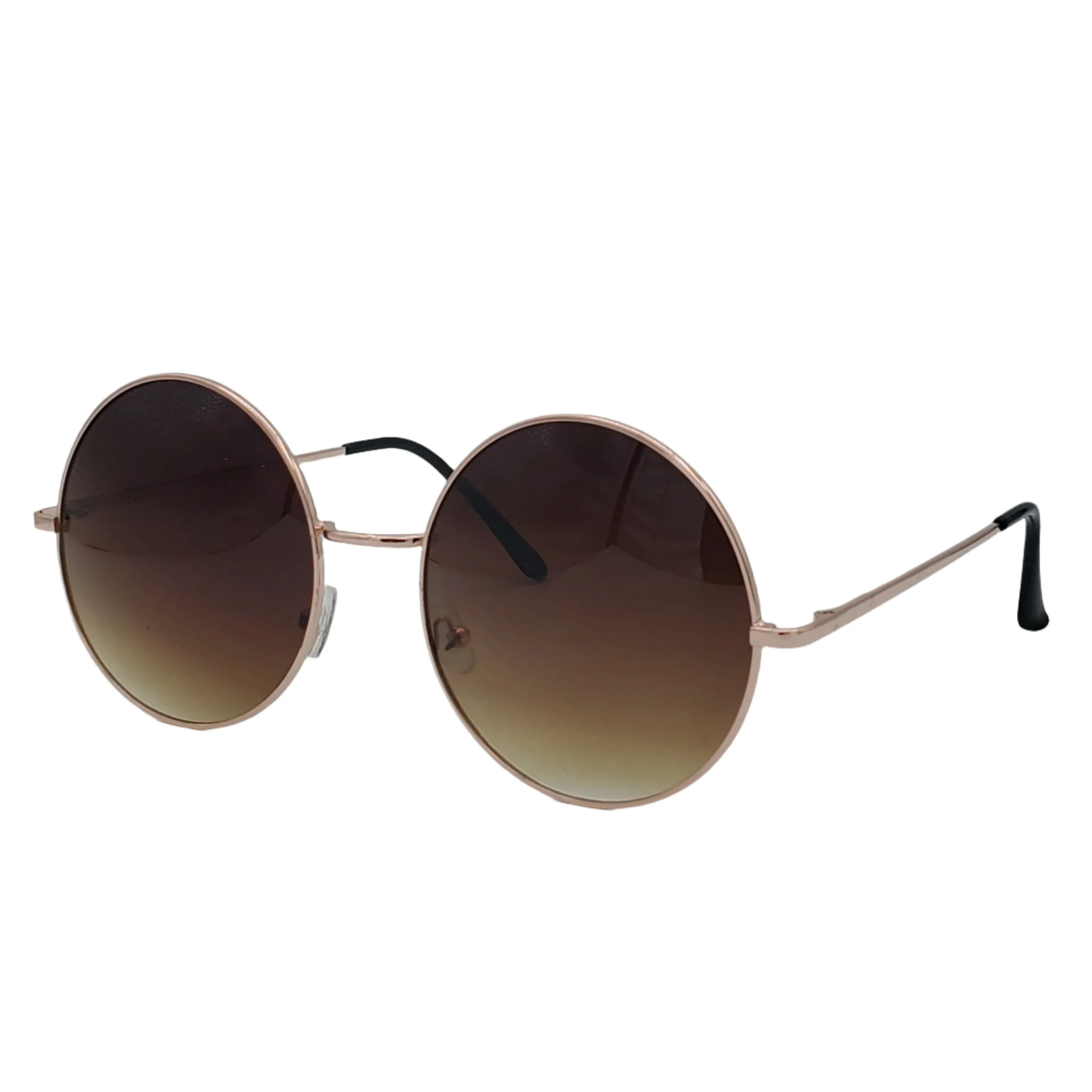2 1/2” Round Gold Metal Frame Sunglasses