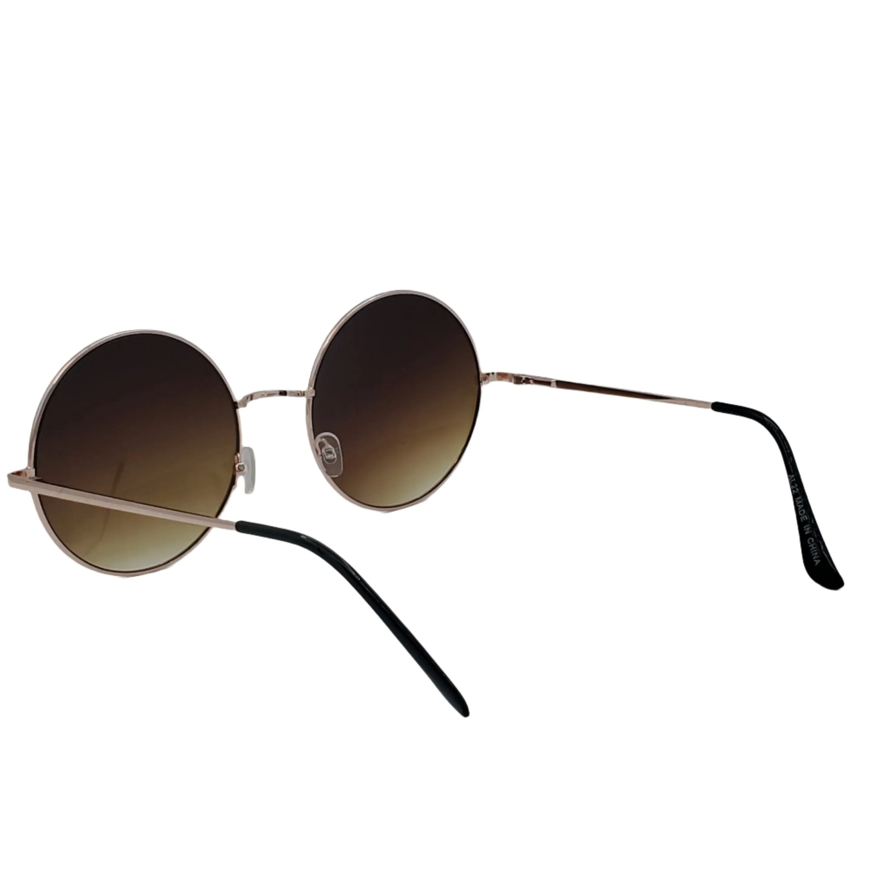 2 1/2” Round Gold Metal Frame Sunglasses
