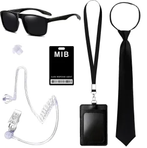 6PCS MIB Agent Costume Accessories, Secret Service Costume Set Spy Costume Accessories for Men Women Kids for Cosplay