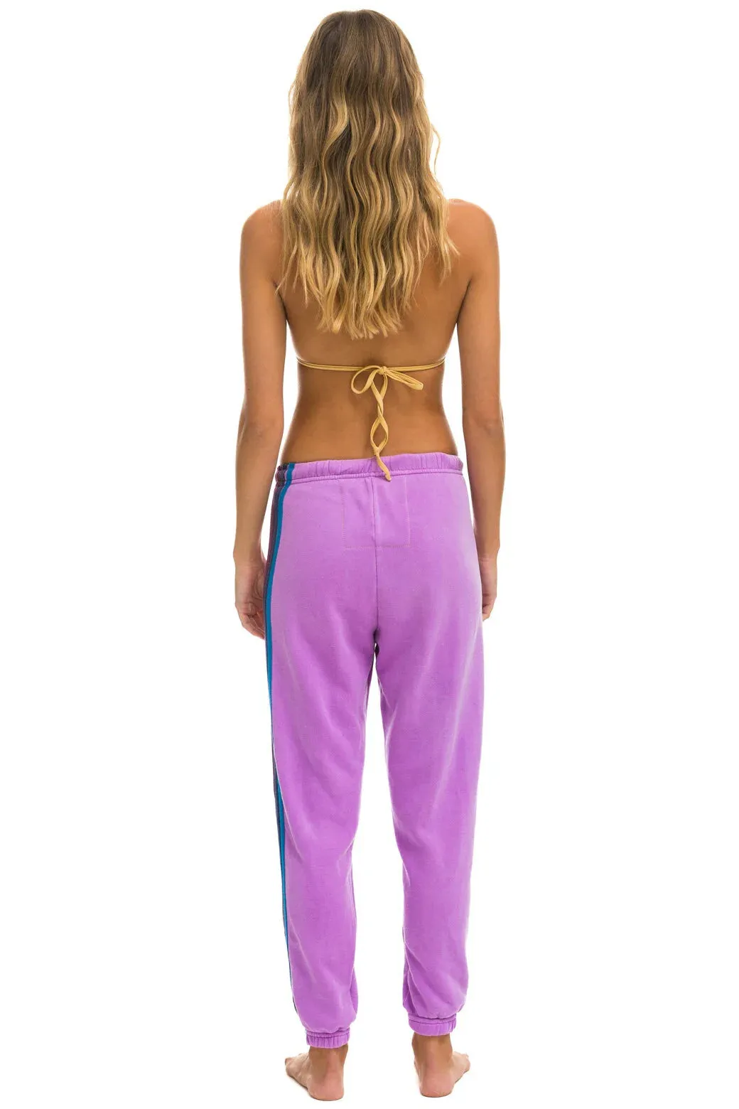 Aviator Nation 5 Stripe Sweatpants Neon Purple/Pink/Purple