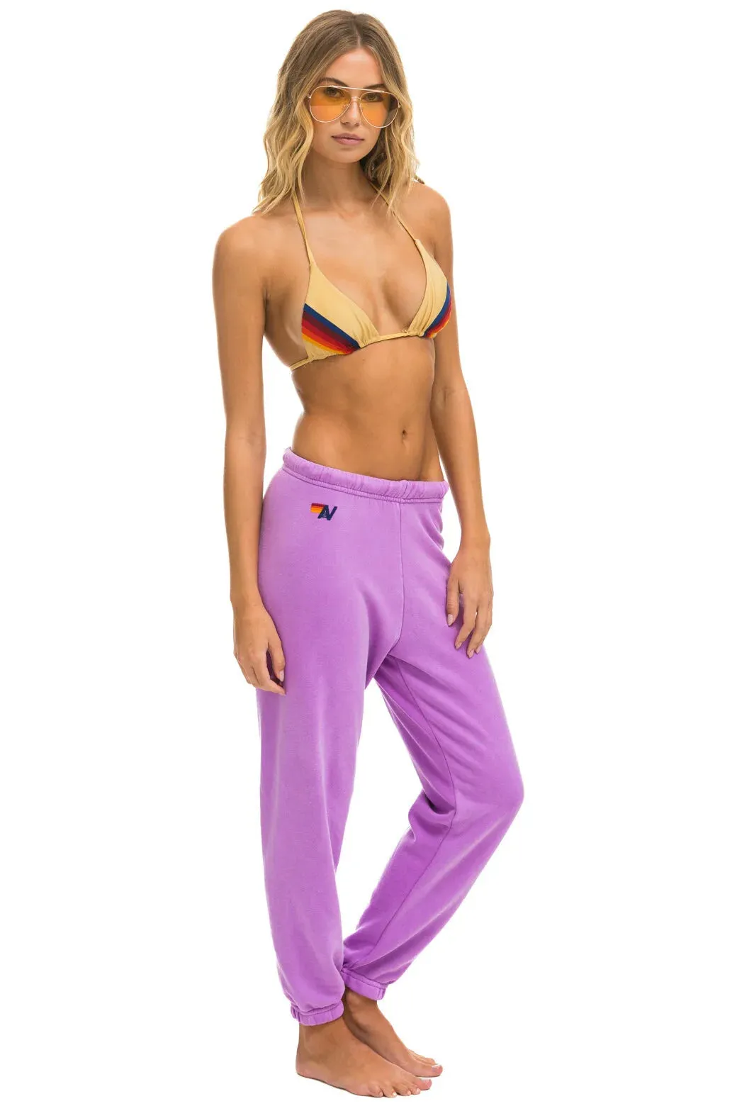 Aviator Nation 5 Stripe Sweatpants Neon Purple/Pink/Purple