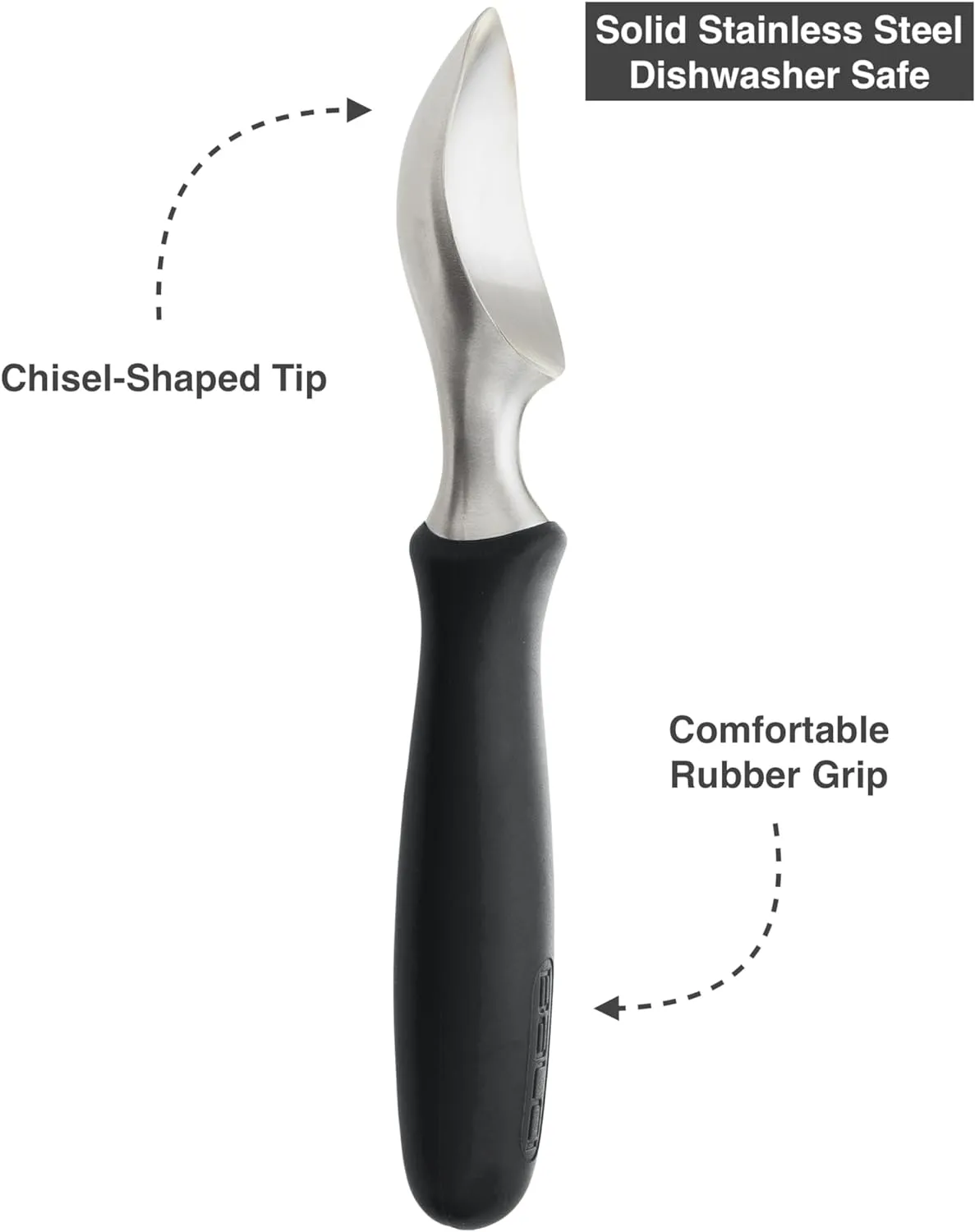 BALCI Ice Cream Scoop - Heavy Duty Stainless Steel Icecream Scooper With Non-Slip Rubber Grip - Professional Metal Ice-Cream Spade - Dishwasher Safe  Black