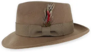 Belfry Gangster 100% Wool Stain Resistant Crushable Dress Fedora in Black Grey Navy Brown Pecan
