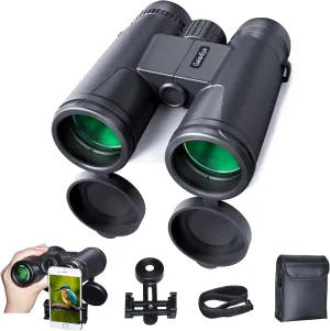 Binoculars GalaxEye 12x42 Compact for Adults with Phone Adapter  HD BAK4 Prism, FMC Lens, Large View, Easy Focus for Bird Watching, Hunting, Stargazing, Cruising, and Travel