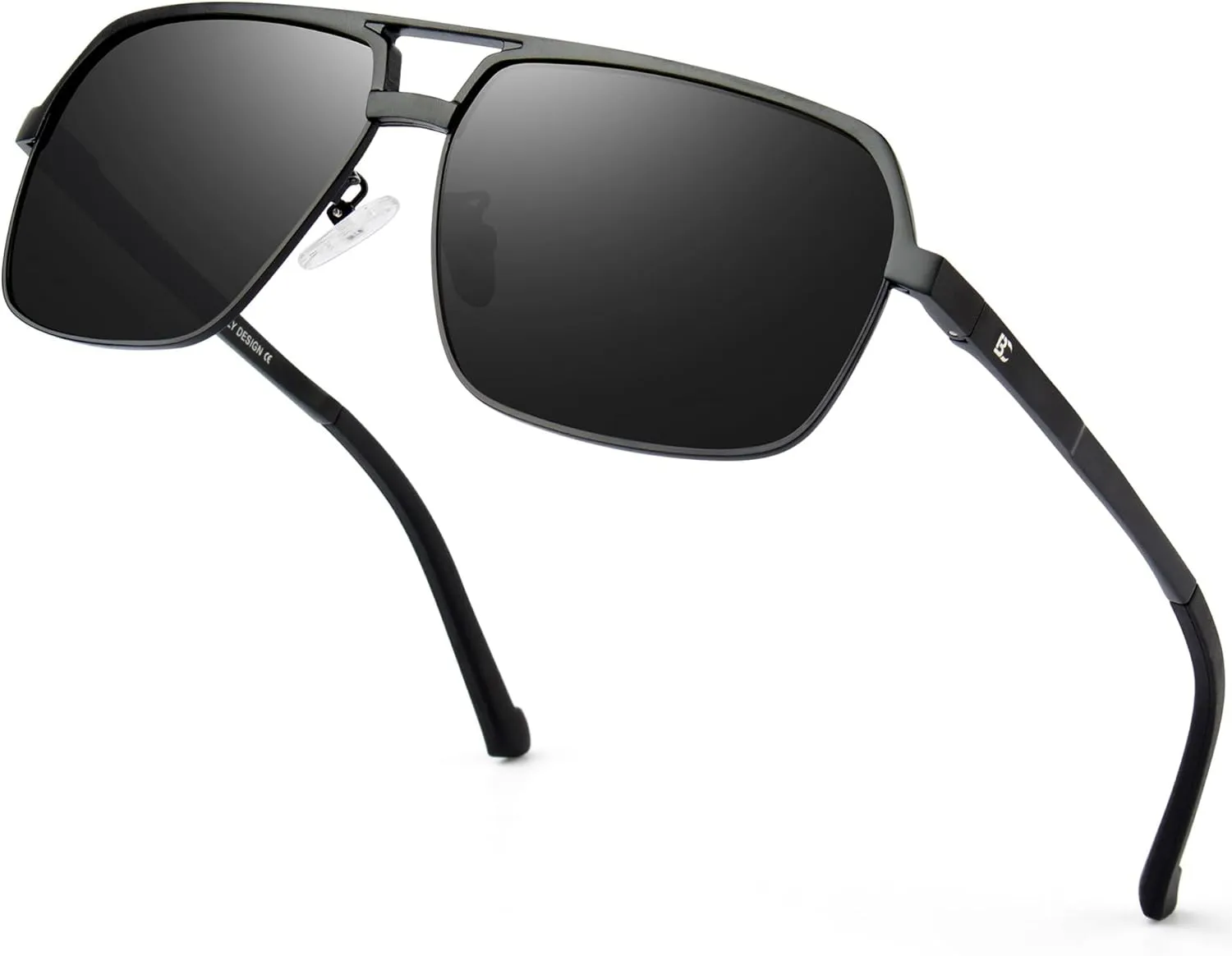BIRCEN Polarized Sunglasses for Men - UV Protection Metal Square Trendy Shades with Classic Retro Style