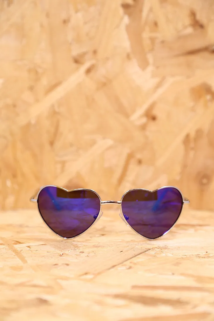 Blue Heart Shape Sunglasses