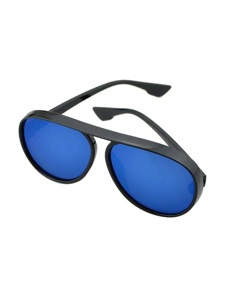 BLue Large Frame Thick Side Sunglasses