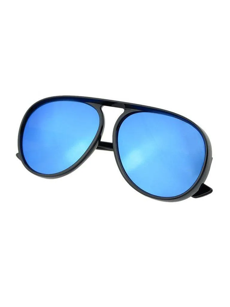 BLue Large Frame Thick Side Sunglasses