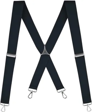 Buyless Fashion Suspenders for Men - 48" Elastic Adjustable Straps 1 1/4" - X Back with Metal Hooks