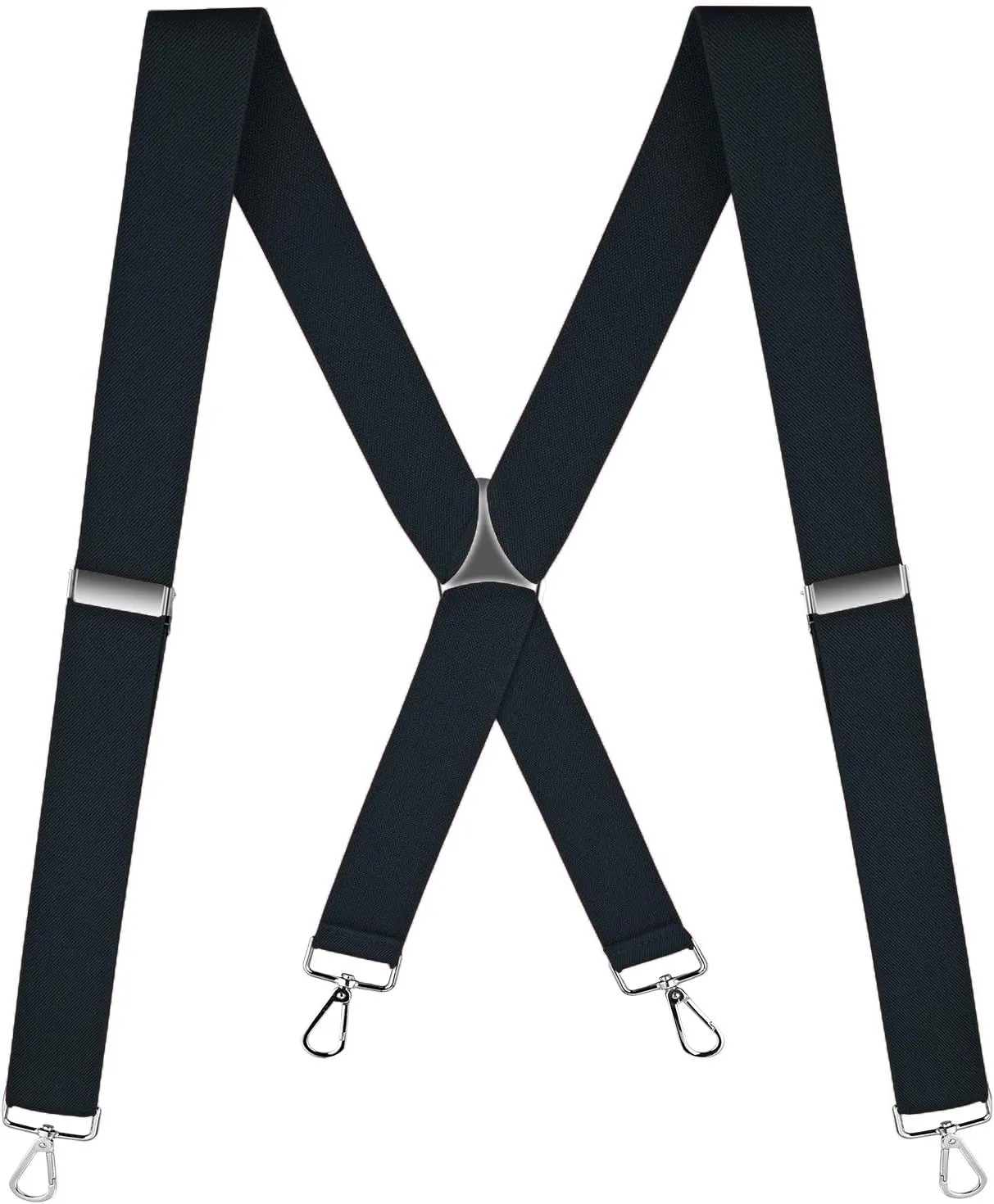 Buyless Fashion Suspenders for Men - 48" Elastic Adjustable Straps 1 1/4" - X Back with Metal Hooks