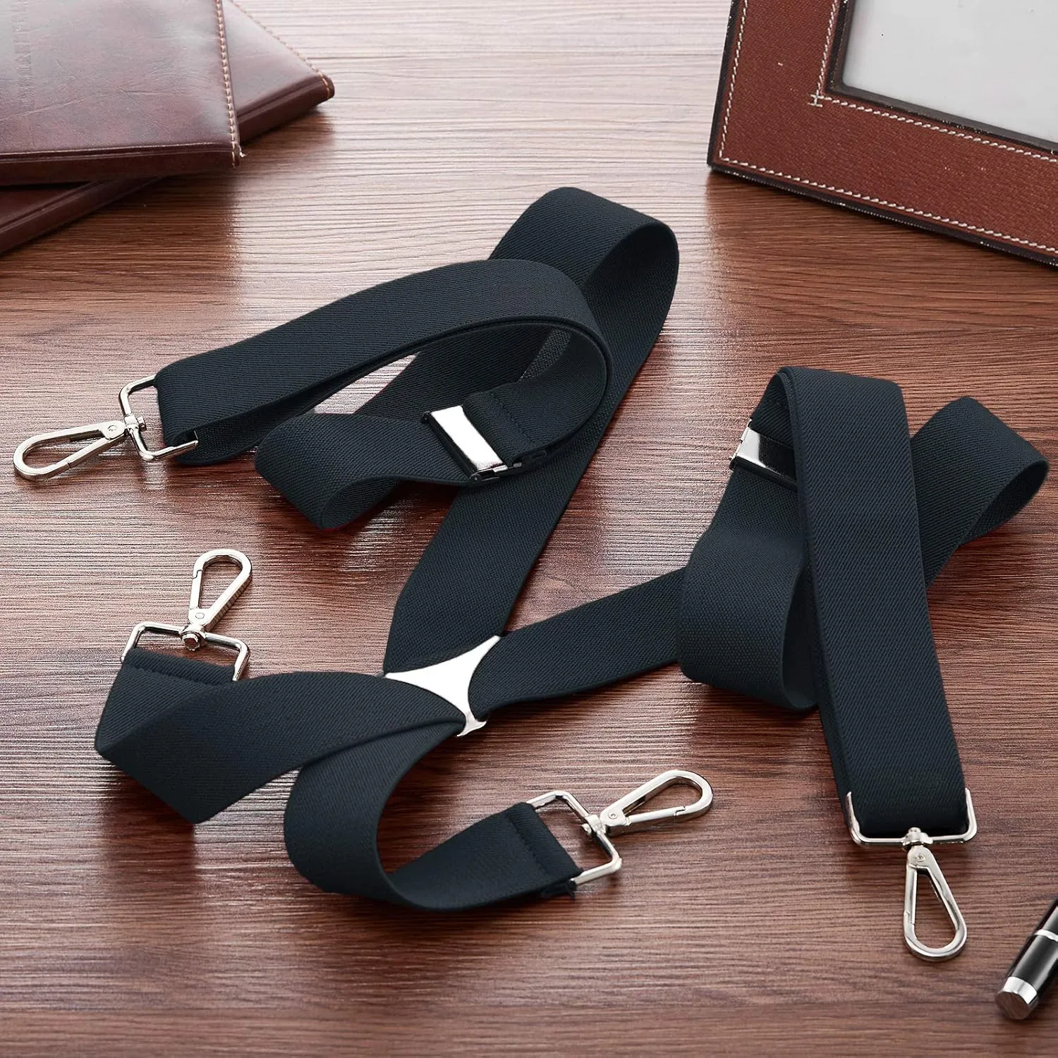 Buyless Fashion Suspenders for Men - 48" Elastic Adjustable Straps 1 1/4" - X Back with Metal Hooks