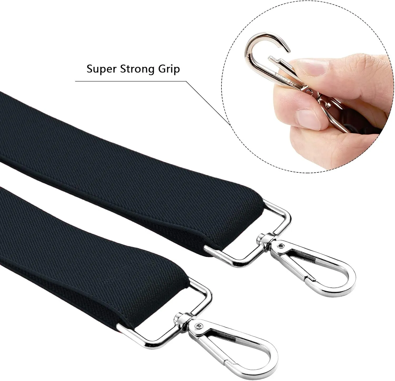 Buyless Fashion Suspenders for Men - 48" Elastic Adjustable Straps 1 1/4" - X Back with Metal Hooks