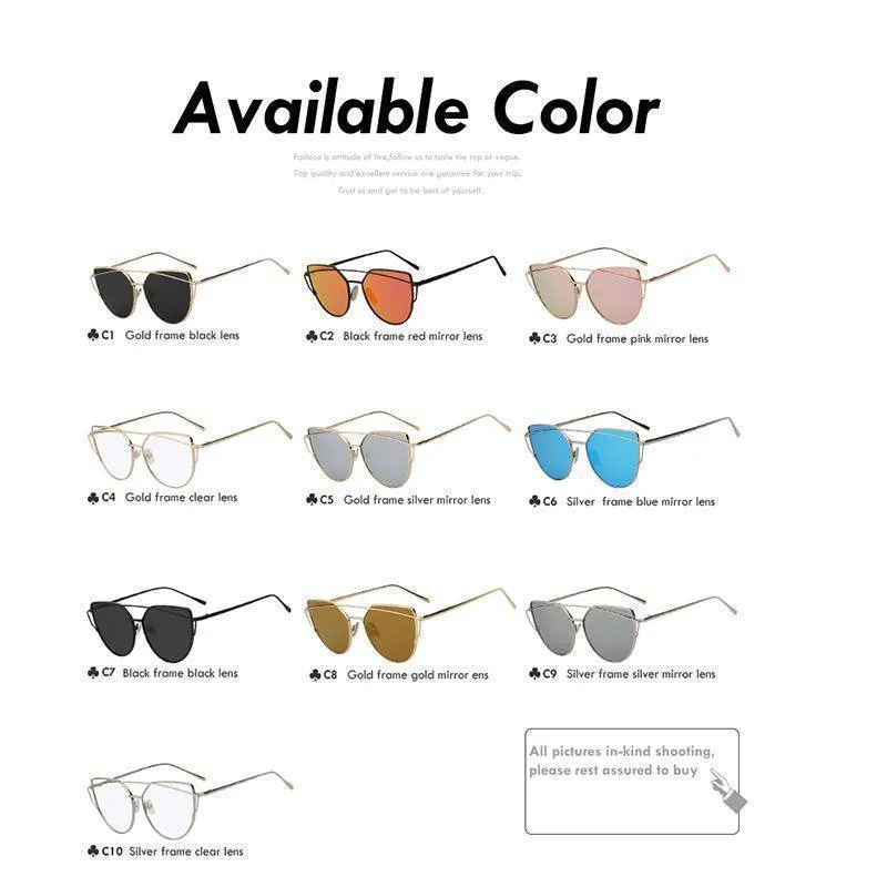 Cat Eye Mirror Shades Sunglasses