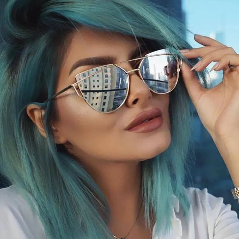 Cat Eye Mirror Shades Sunglasses