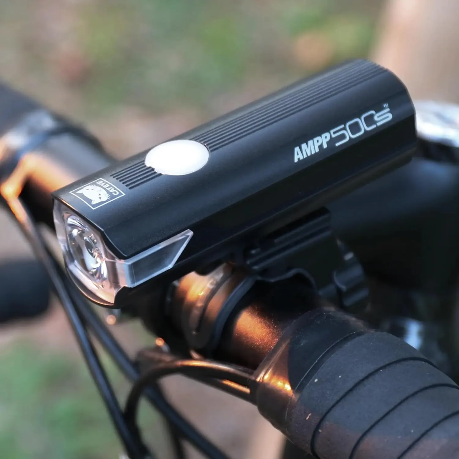 CATEYE AMPP USB Rechargeable Bike Light  High Visibility Super Bright OptiCube Headlight for Commuters, Road Cyclists & Mountain Bikers, Day & Night Riding Modes, IPX4 Waterproof, Tough & Durable