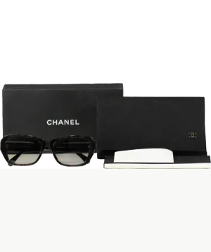 Chanel Black/Gradient Grey Polarised Rectangular Butterfly Sunglasses 0CH5516