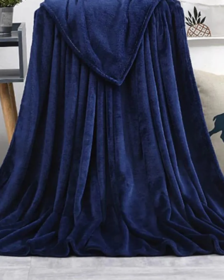 Classic Navy Blue Flannel  Throw