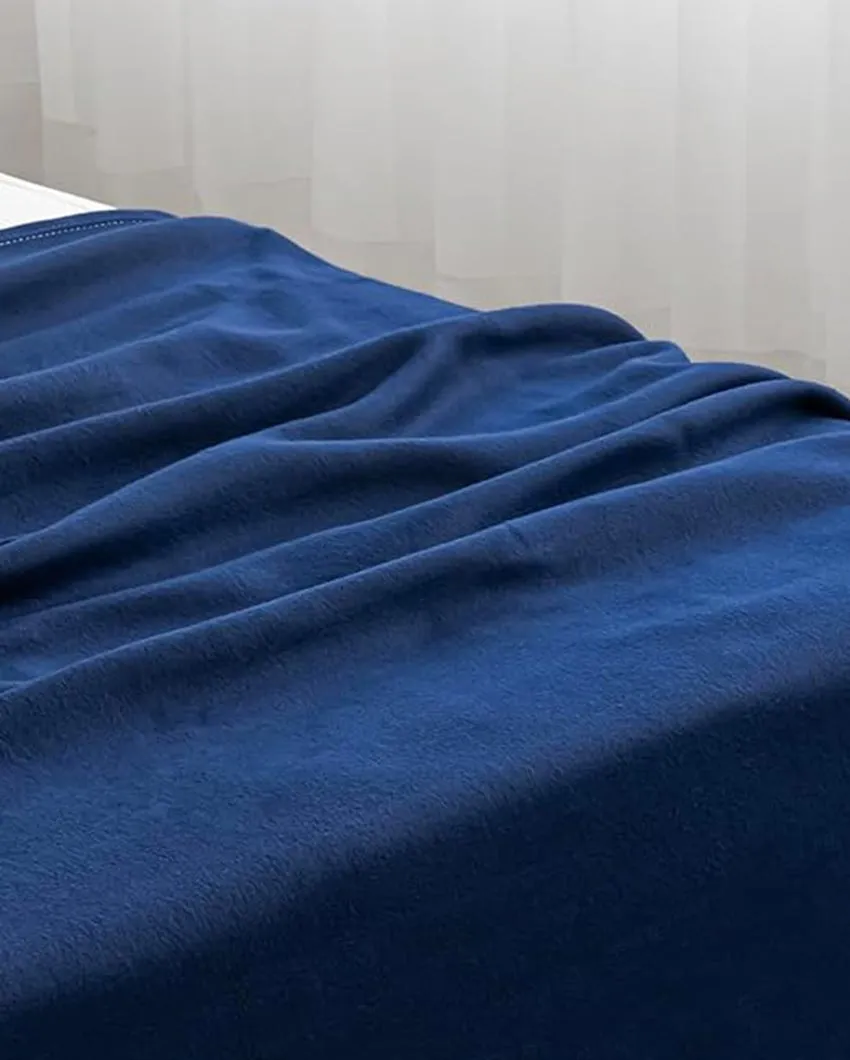 Classic Navy Blue Flannel  Throw