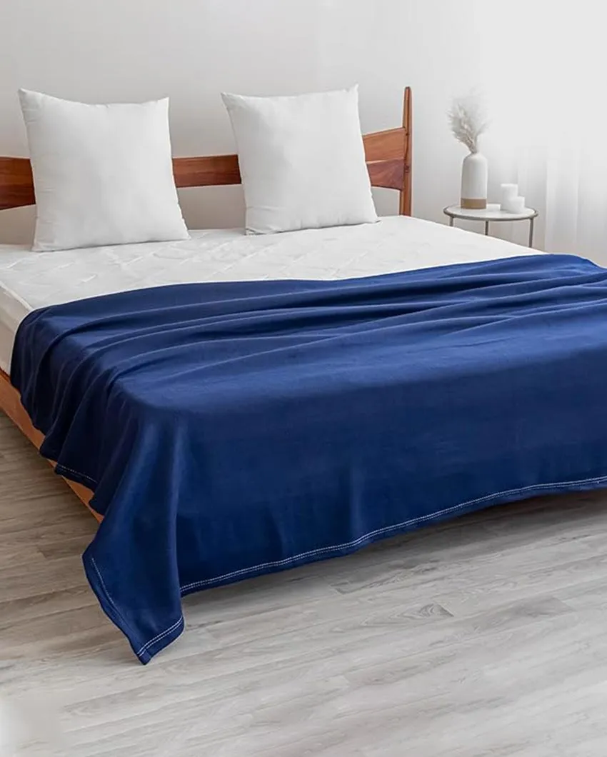 Classic Navy Blue Flannel  Throw