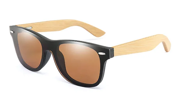 Classy Men Brown Bamboo Wood Sunglasses