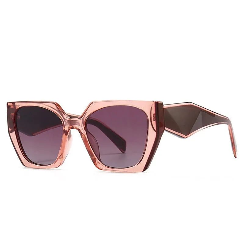 Colorful Retro Polygon Cat Eye Frame Designer Sunglasses