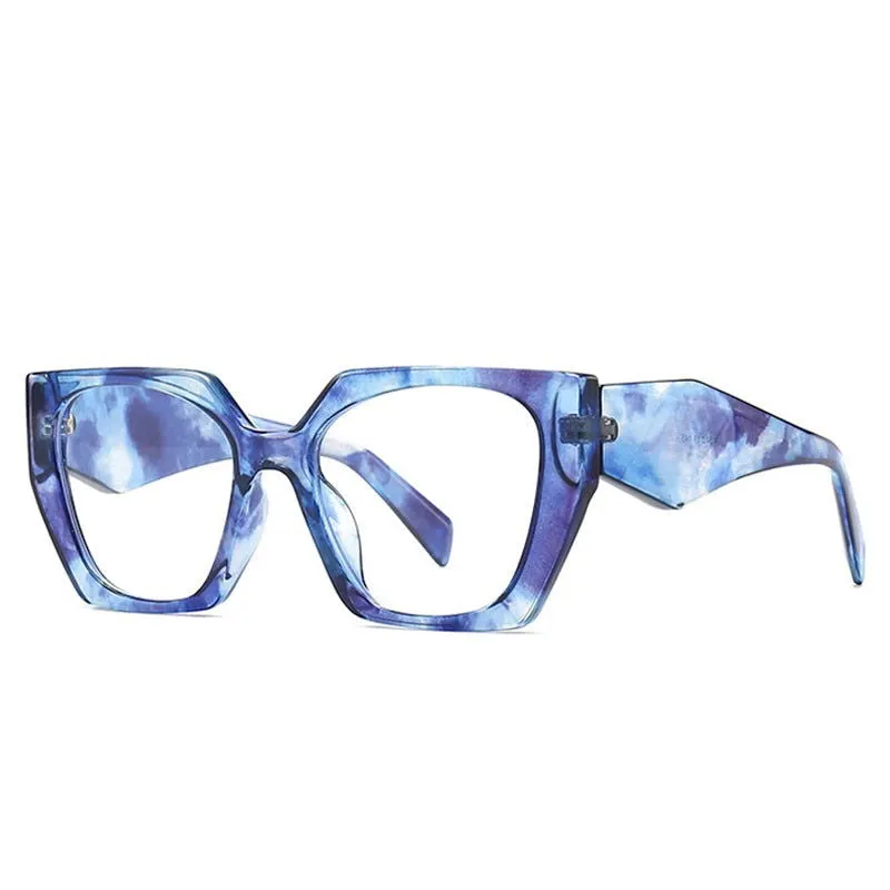 Colorful Retro Polygon Cat Eye Frame Designer Sunglasses