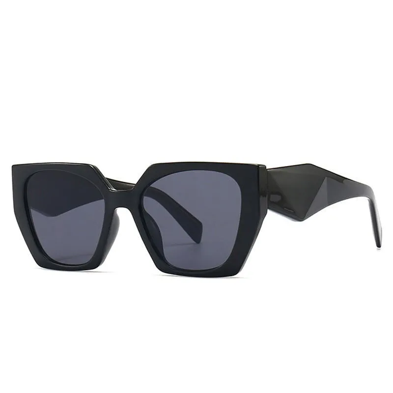 Colorful Retro Polygon Cat Eye Frame Designer Sunglasses