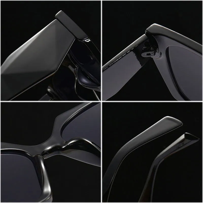 Colorful Retro Polygon Cat Eye Frame Designer Sunglasses