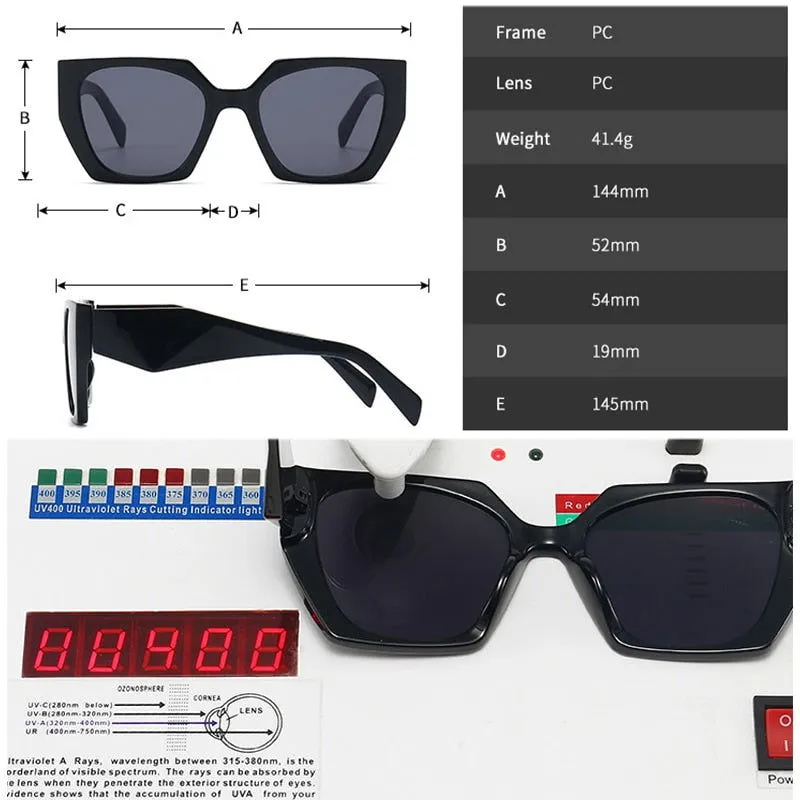 Colorful Retro Polygon Cat Eye Frame Designer Sunglasses