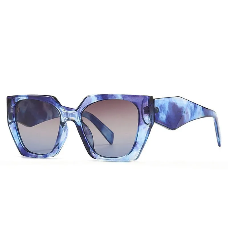 Colorful Retro Polygon Cat Eye Frame Designer Sunglasses