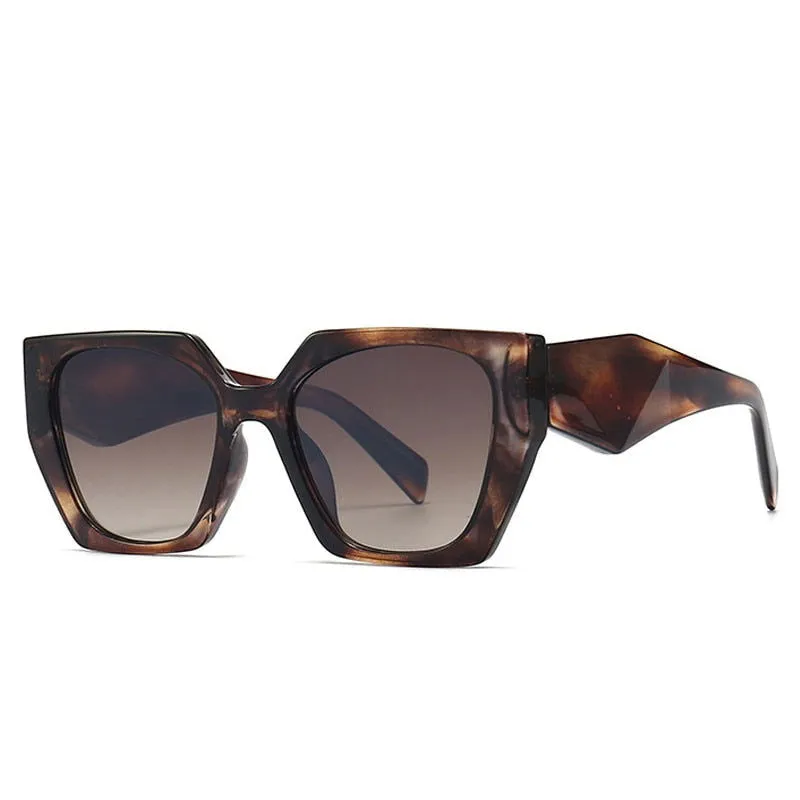 Colorful Retro Polygon Cat Eye Frame Designer Sunglasses
