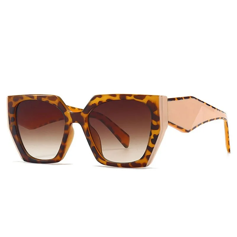 Colorful Retro Polygon Cat Eye Frame Designer Sunglasses