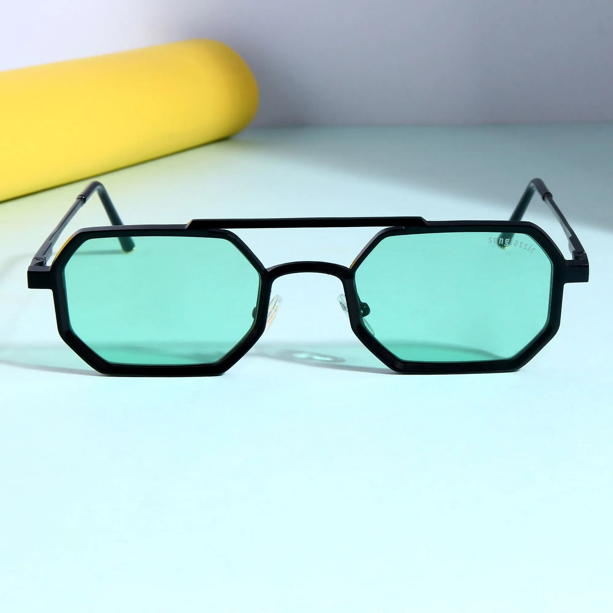 Commando V1 Rectangle Black Green Sunglasses