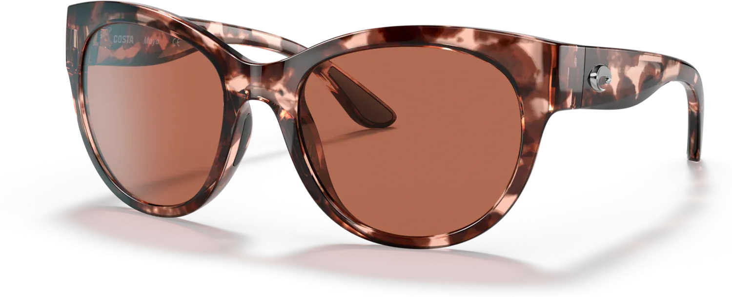 Costa Del Mar Maya Sunglasses- Shiny Coral Tortoise/ Copper 580P