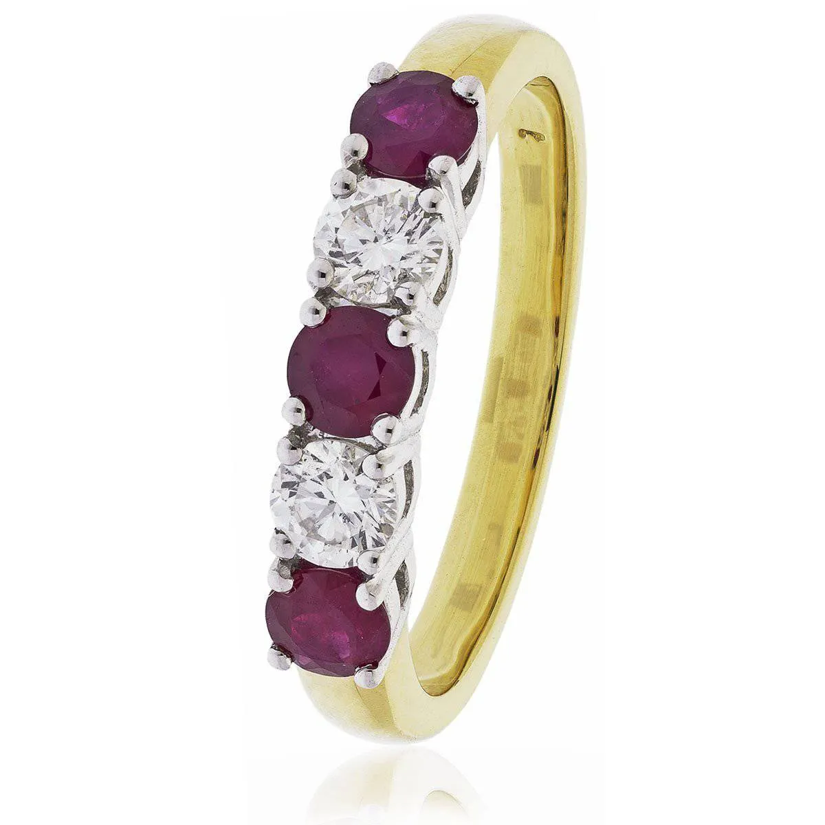Five Stone Diamond and Ruby Ring