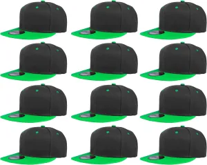 Gelante Plain Blank Flat Brim Adjustable Snapback Baseball Caps Wholesale LOT 12 Pack