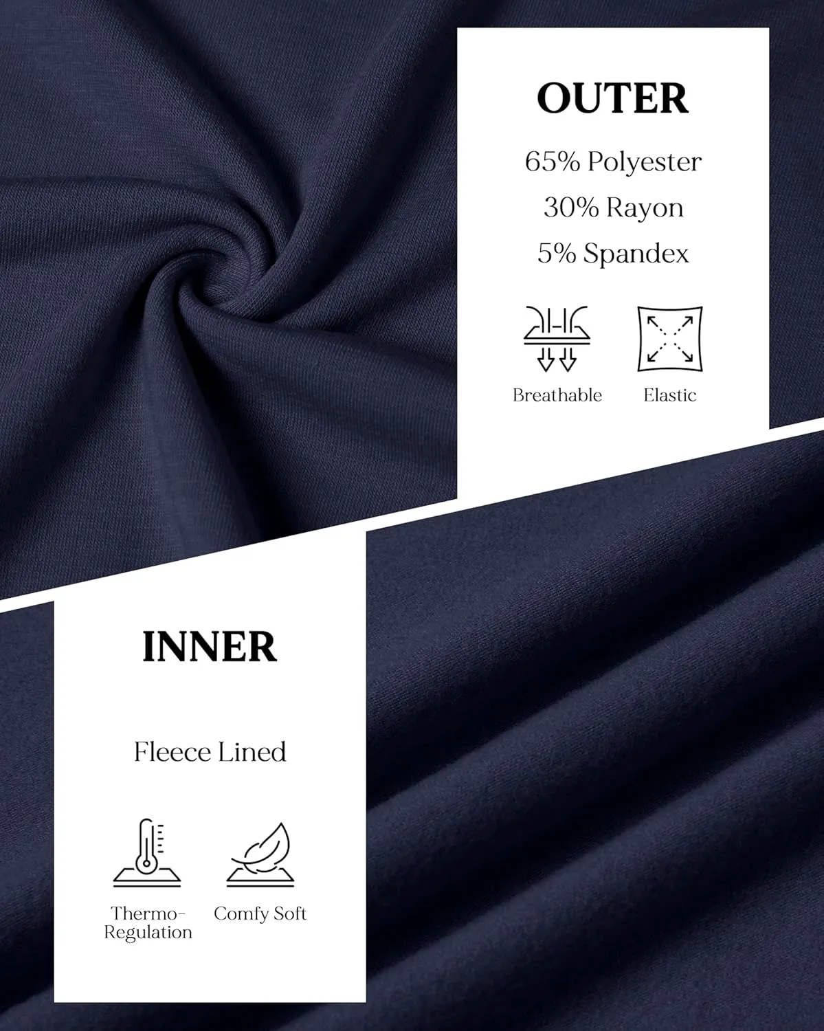GIVON Mens Slim Fit Fleece V-Neck Long Sleeve T-Shirt  Lightweight Thermal Base Layer  Stretchy Soft Casual Tee Top