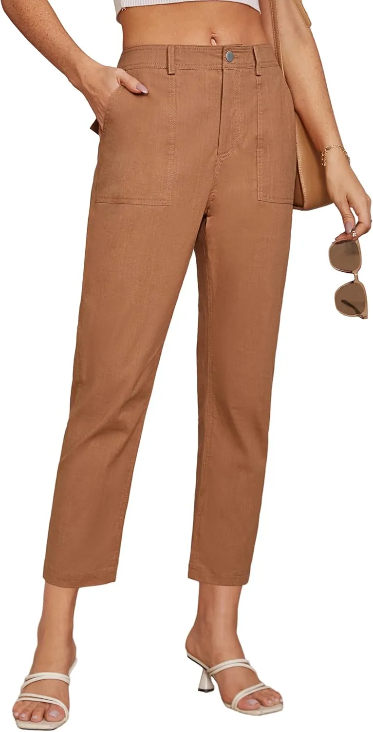 GRACE KARIN Women's 2025 Work Pants Casual High-Waisted Business Tapered Leg Trousers with Pockets