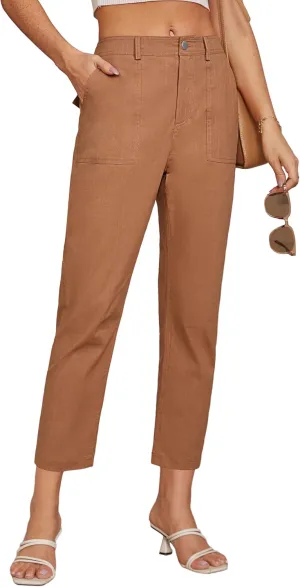 GRACE KARIN Women's 2025 Work Pants Casual High-Waisted Business Tapered Leg Trousers with Pockets