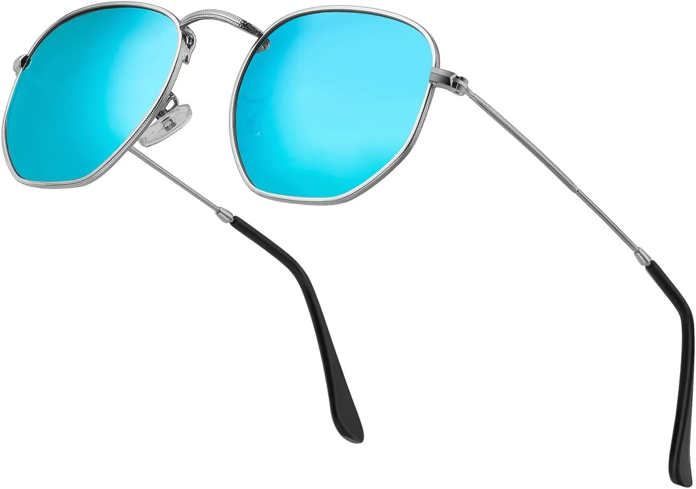 Hipster Hexagonal Polarized Sunglasses Men Women Geometric Square Small Vintage Metal Frame Retro Shade Glasses