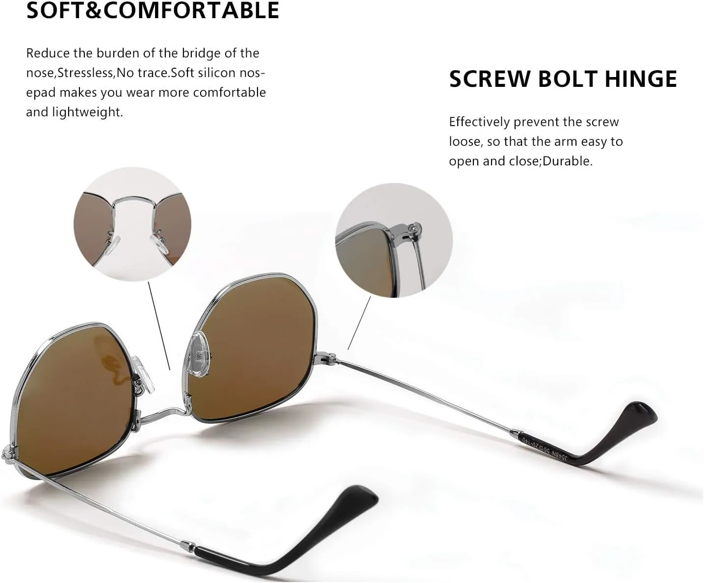 Hipster Hexagonal Polarized Sunglasses Men Women Geometric Square Small Vintage Metal Frame Retro Shade Glasses