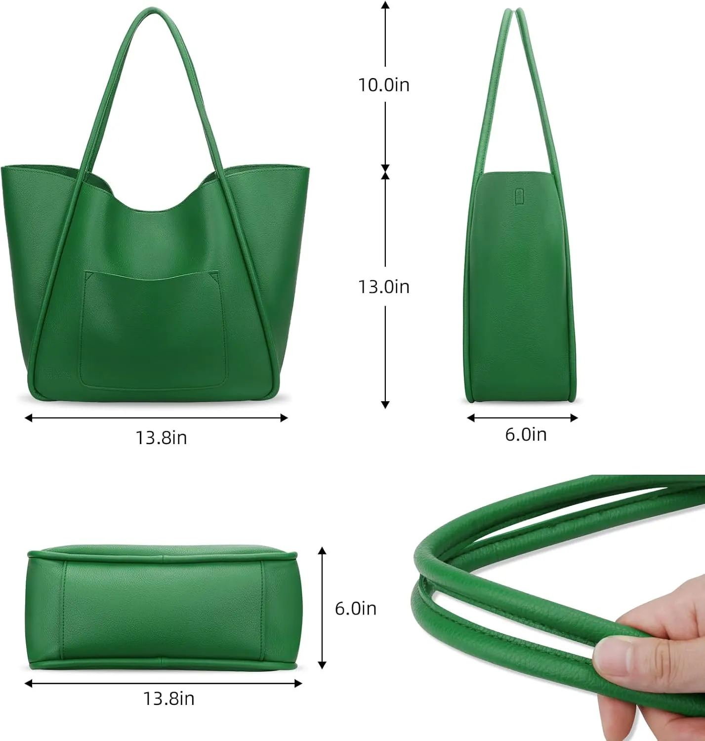 KKXIU Tote Bag for Women Vegan Leather Shoulder Purse Large Capacity Travel Bag