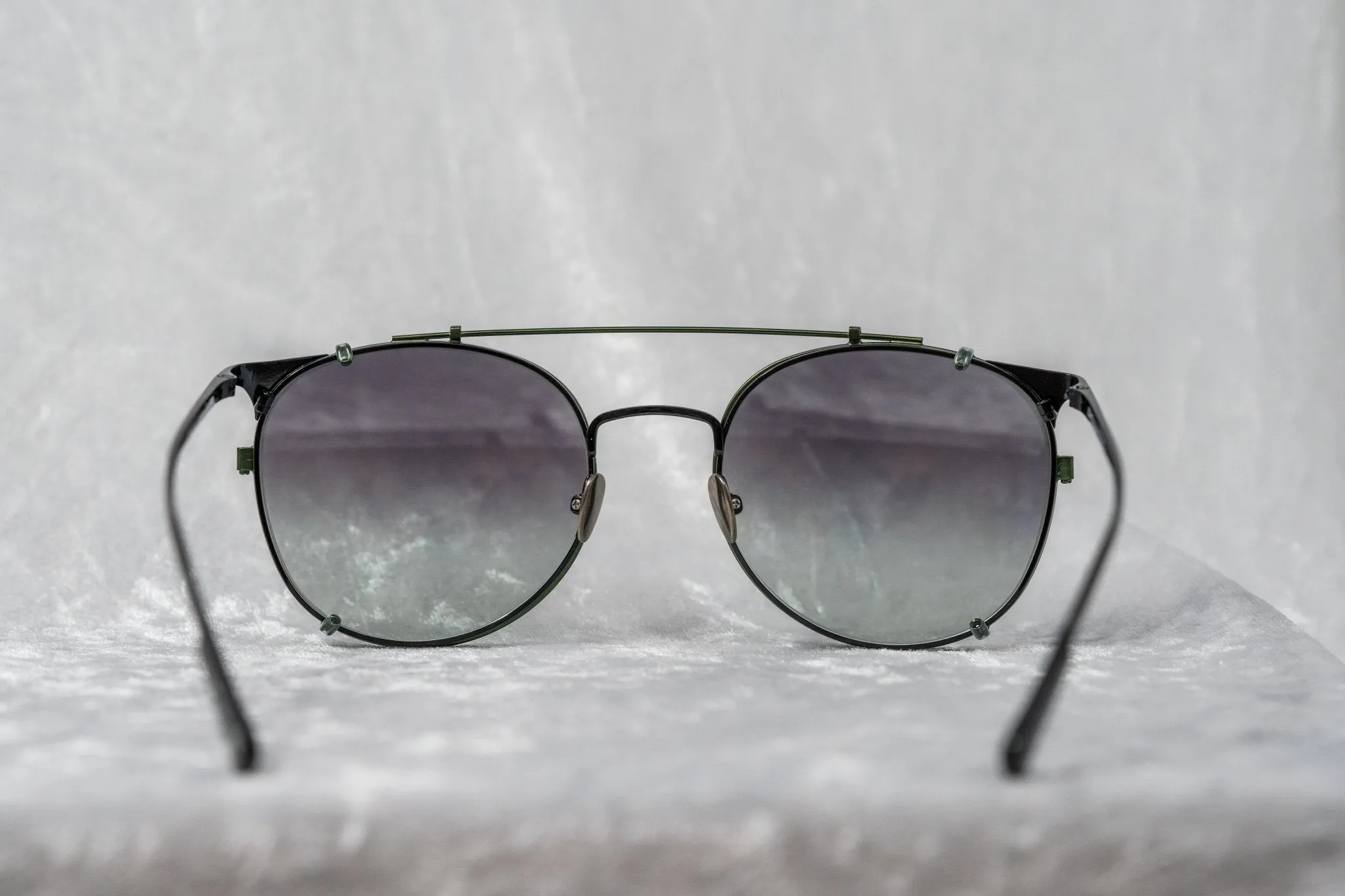 Kris Van Assche Sunglasses Round Shiny Black and Green KVA69C4SUN