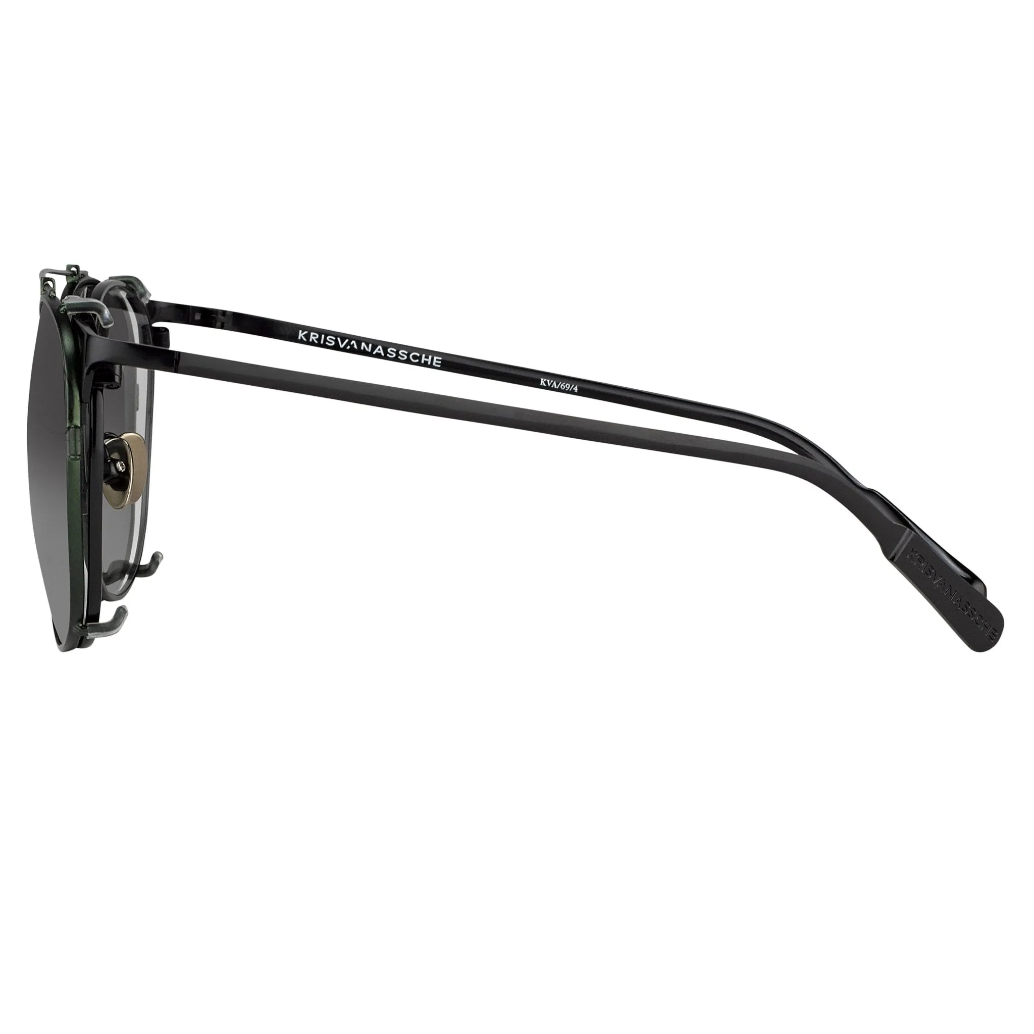 Kris Van Assche Sunglasses Round Shiny Black and Green KVA69C4SUN
