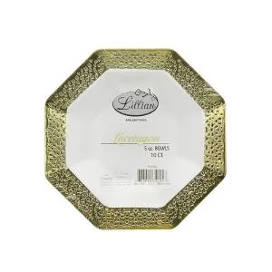 Lacetagon - 5 oz. Pearl Bowl - Gold Rim - 10 Count (Case Qty: 120)