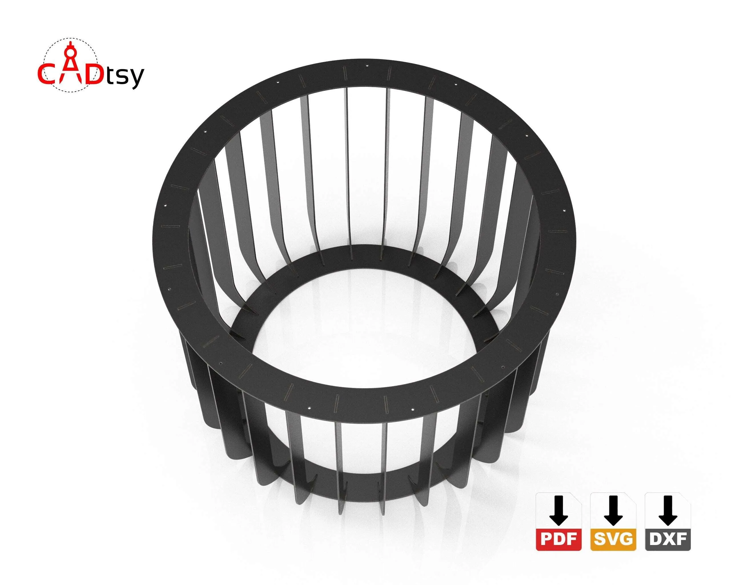 Metal Round Table Base DXF/SVG - CNC Laser/Plasma, Industrial, 710mm Height