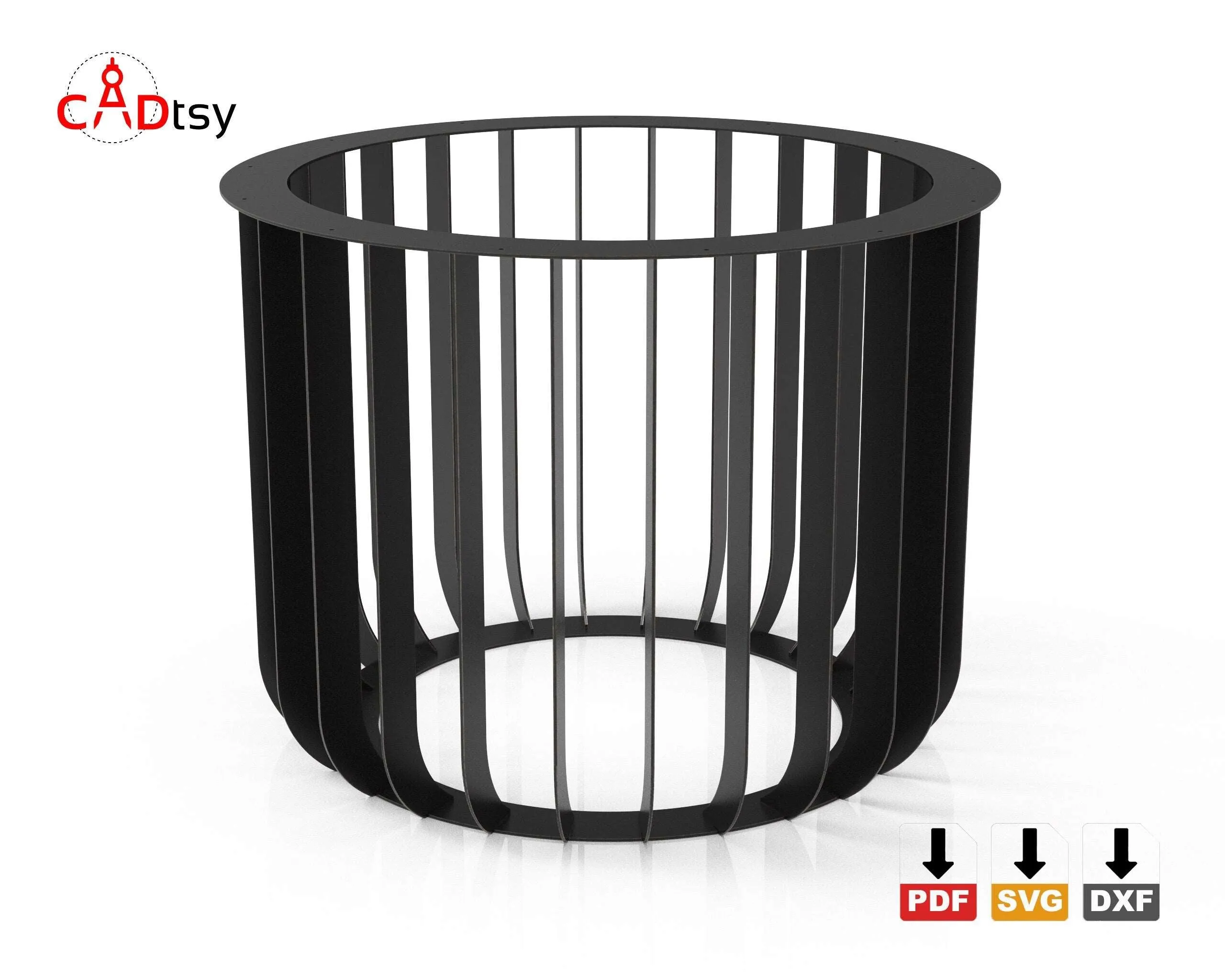 Metal Round Table Base DXF/SVG - CNC Laser/Plasma, Industrial, 710mm Height