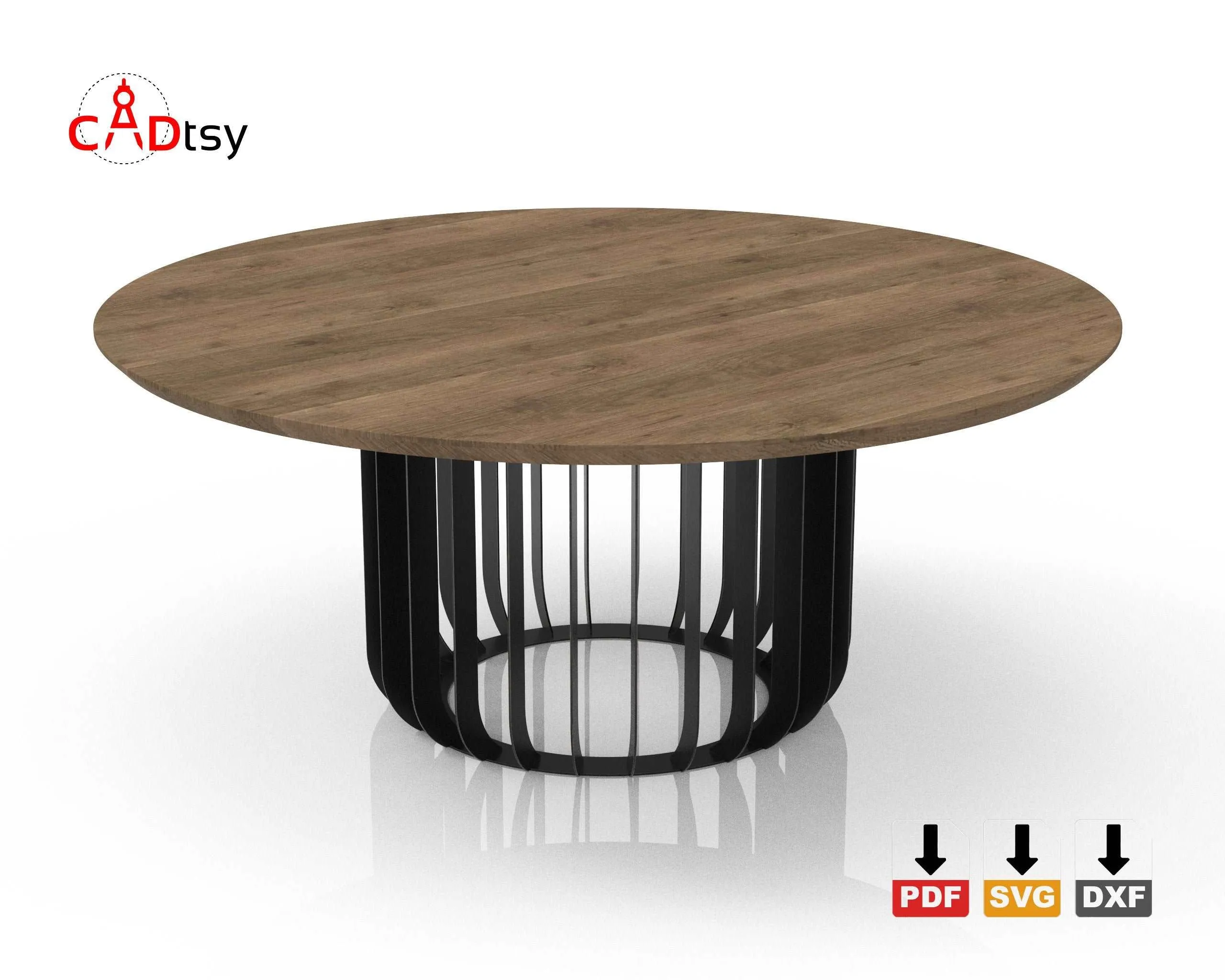 Metal Round Table Base DXF/SVG - CNC Laser/Plasma, Industrial, 710mm Height